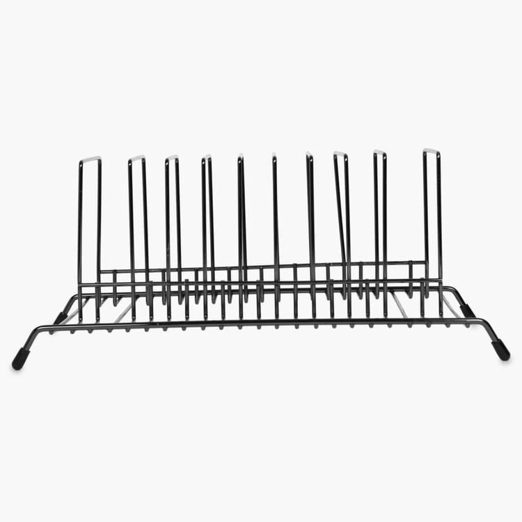 Gravel Solid Plate rack - Stainless Steel -  Plate Rack With Compartment - 34 cm x 21 cm x 15 cm - Black