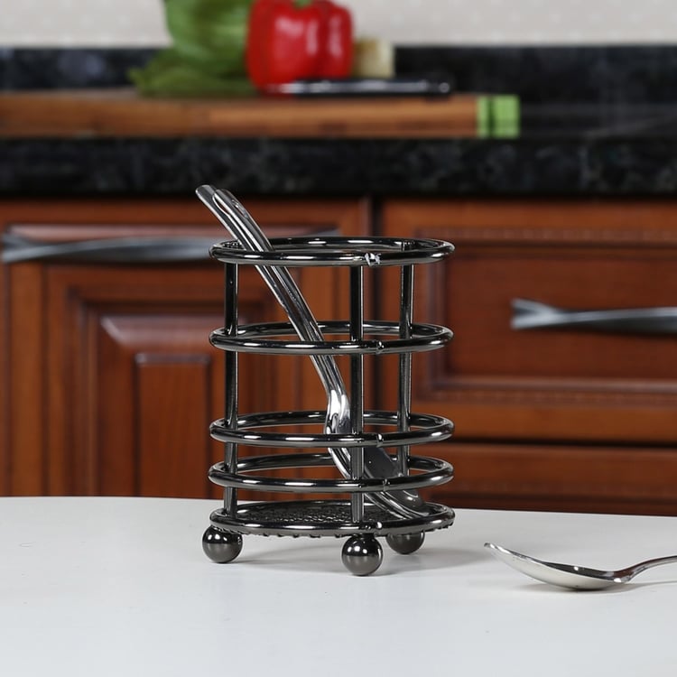 Gravel Solid Utensil Holder - Stainless Steel -  Utensil Holder - 9.5 cm x 9.5 cm x 12.5 cm - Black