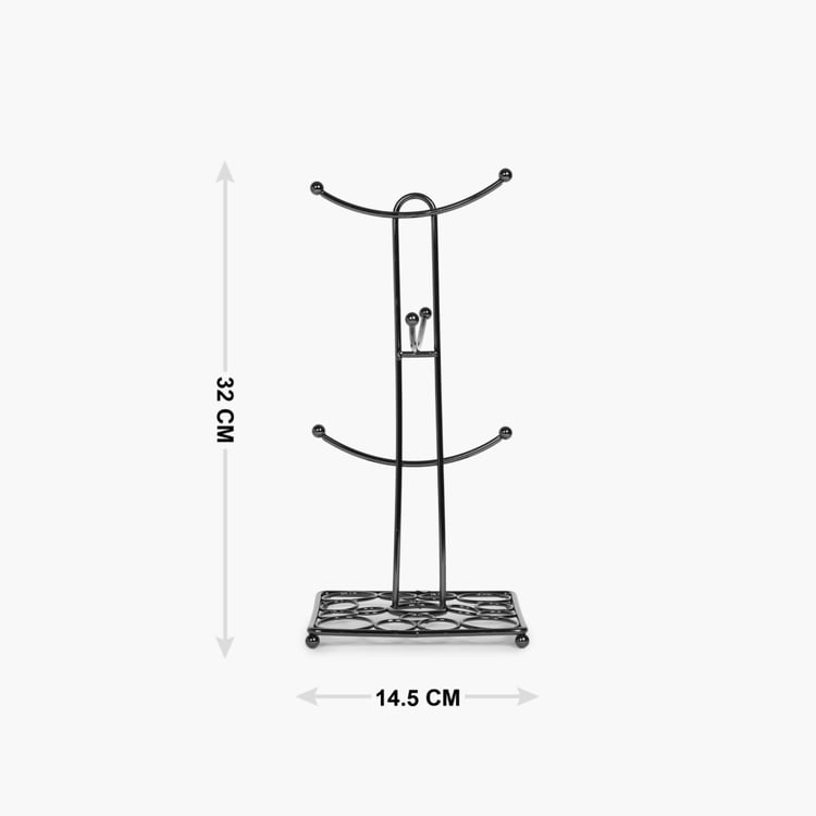 Gravel Solid  Mug Tree - Stainless Steel -  Mug Tree - 14.5 cm x 14.5 cm x 32 cm - Black