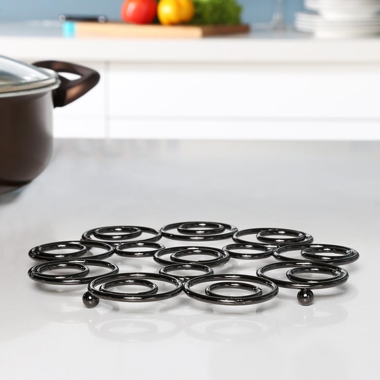 Gravel Solid Trivets - Stainless Steel - Trivet - 20.5 cm x 20.5 cm x 1.5 cm - Black
