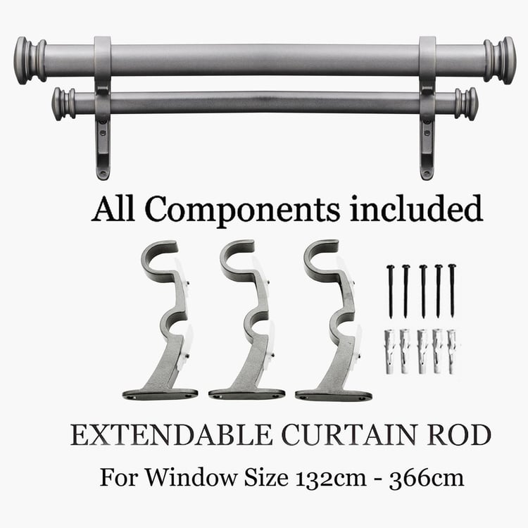 DECO WINDOW Charcoal Solid Iron Double Curtain Rod