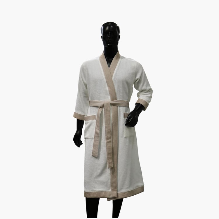 Spaces Large Size Men Cotton Textured Kimono Bathrobes