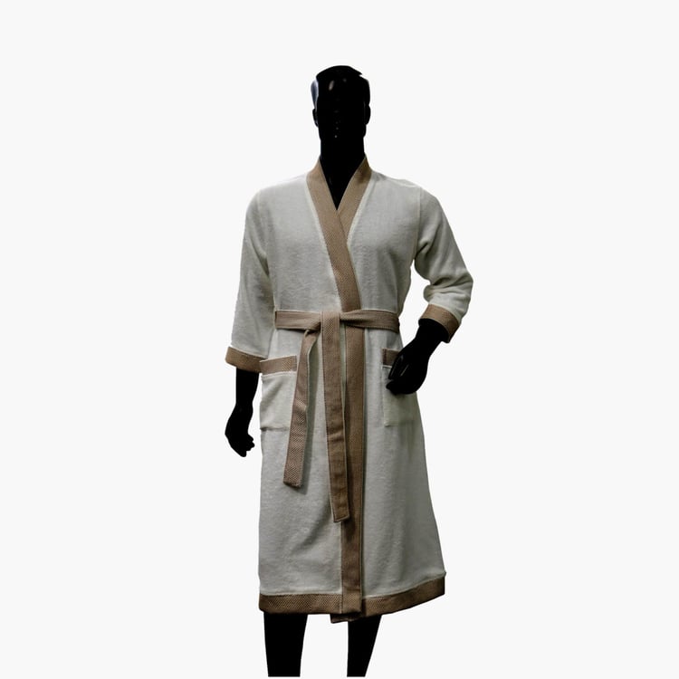 Spaces Extra Large Size Men Cotton Textured Kimono Bathrobe