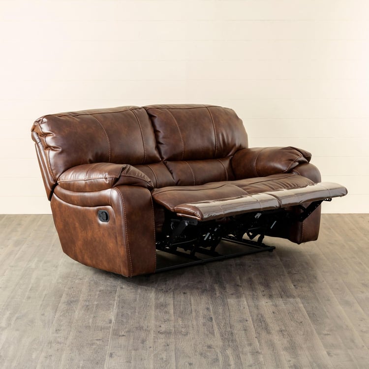 Buy Apollo Faux Leather 2-Seater Recliner Brown from Home Centre