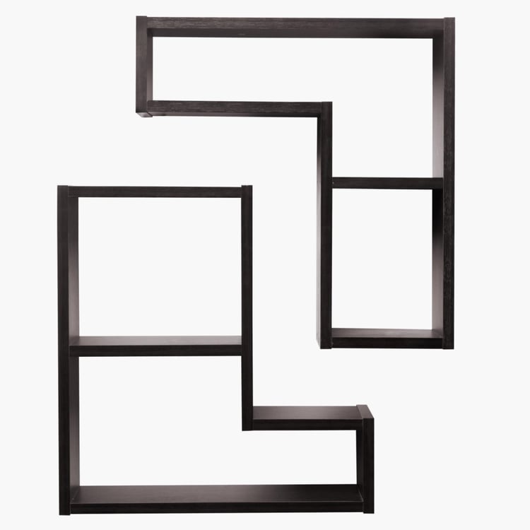 Inset Set of 2 Wall Shelves - Brown