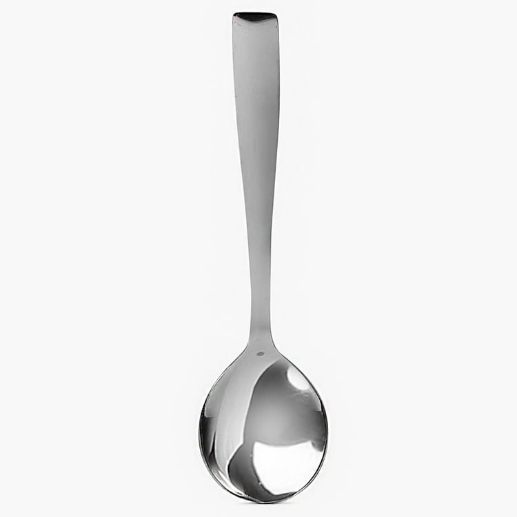 Glister Solid  Soup Spoon - Stainless Steel -  Soup Spoon - 17.4 cm x 4.7 cm - Silver