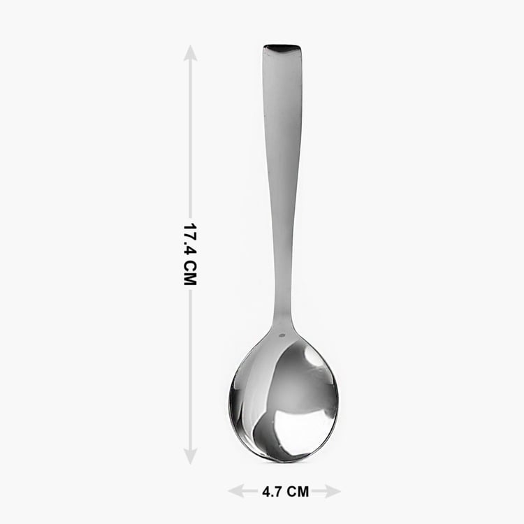 Glister Solid  Soup Spoon - Stainless Steel -  Soup Spoon - 17.4 cm x 4.7 cm - Silver