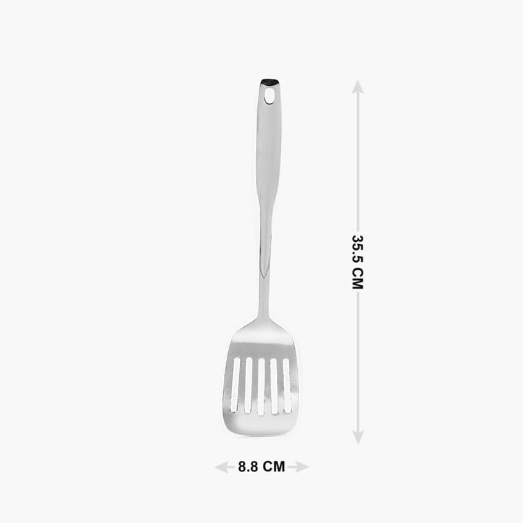 Glister Solid Spatulas - Stainless Steel -  Slotted Turner - 35.5 cm x 8.8 cm - Silver