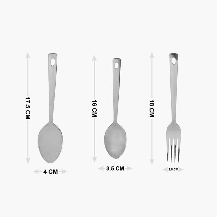 Glister Solid Cutlery set with stand - Stainless Steel-   Silver