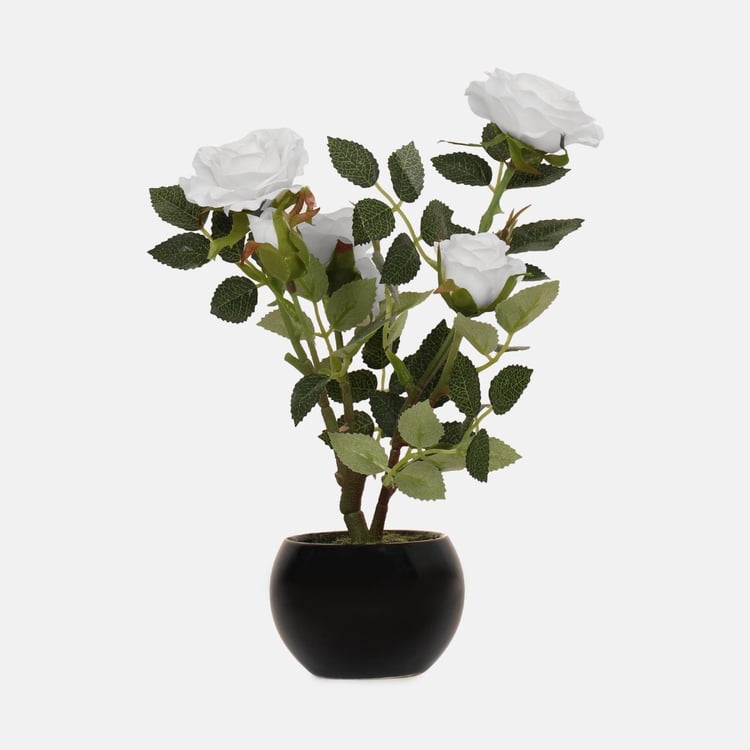 Gardenia Rose Artificial Plant in Ceramic Pot - 25 cm