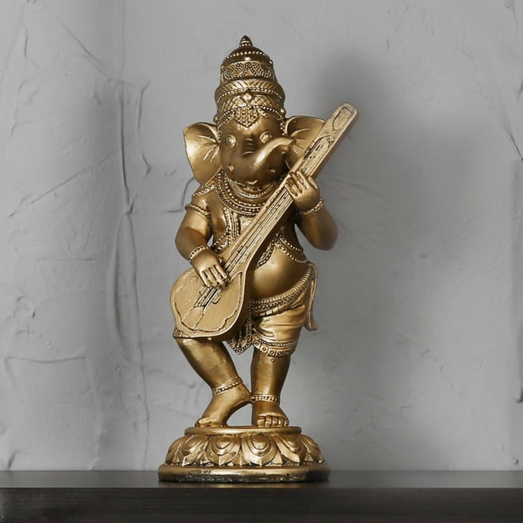 Standing Ganesha With Sarod Figurine