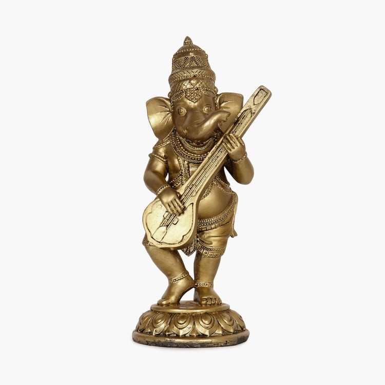 Standing Ganesha With Sarod Figurine