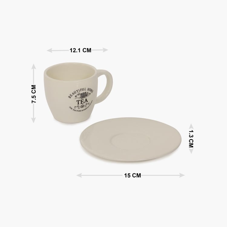 Mendo Beautiful Home Ceramic Cup and Saucer - 240ml