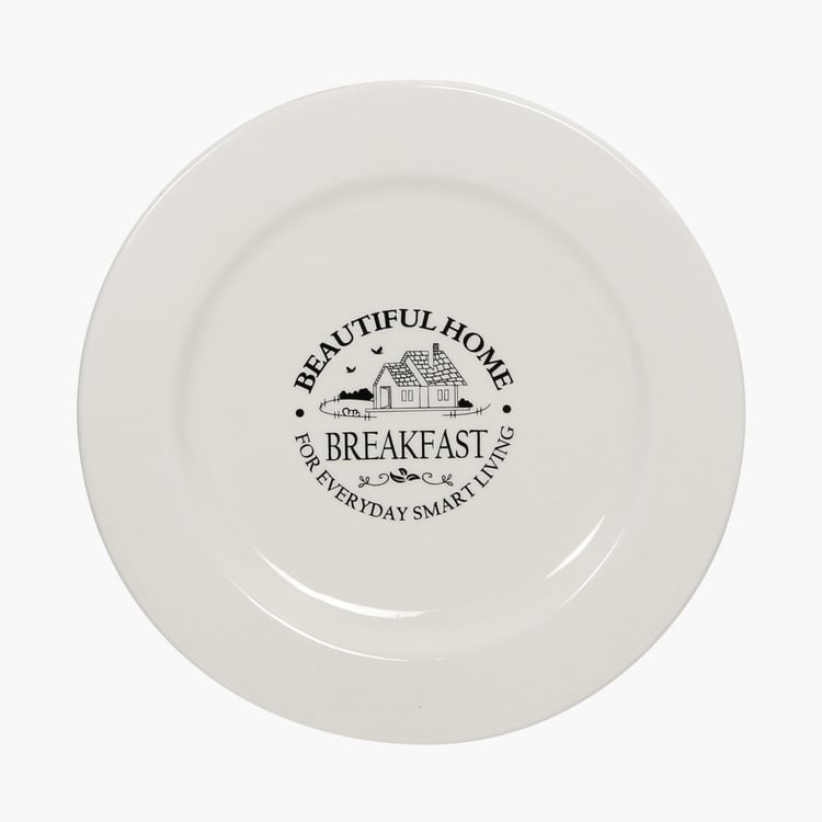 Mendo Beautiful Home Dolomite Printed Breakfast Plate - 20.5cm