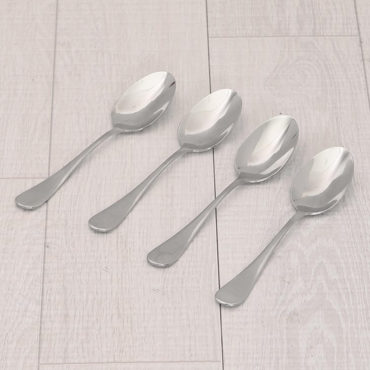 Glister Solid Spoons - Stainless Steel - Tea Spoon 14.5 cm x 3 cm -Silver