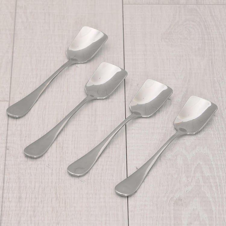 Glister Solid Spoons - Stainless Steel - Ice Cream Spoons 13 cm x 2.7 cm -Silver