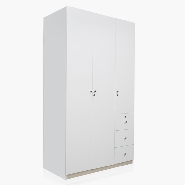 Alps 3-Door Wardrobe with Drawer - White