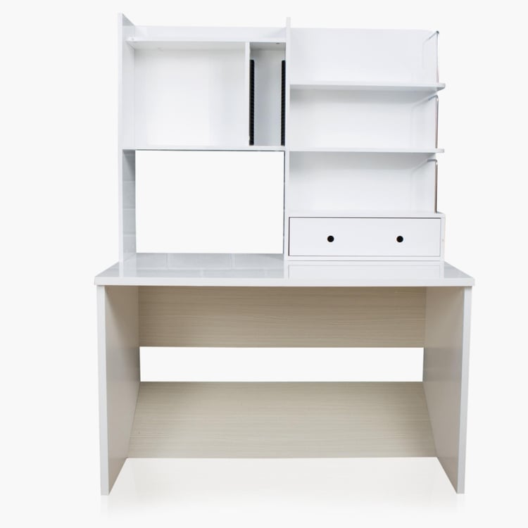 Alps Study Table with Hutch - White