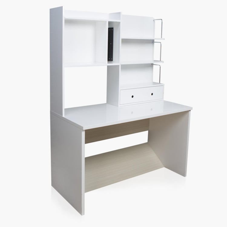 Alps Study Table with Hutch - White