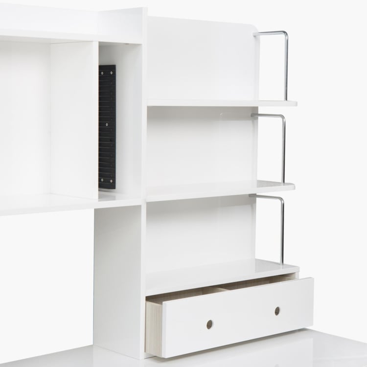 Alps Study Table with Hutch - White