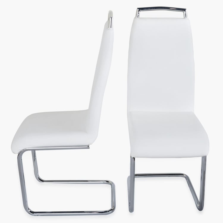 Alaska Set of 2 Faux Leather Dining Chairs - White