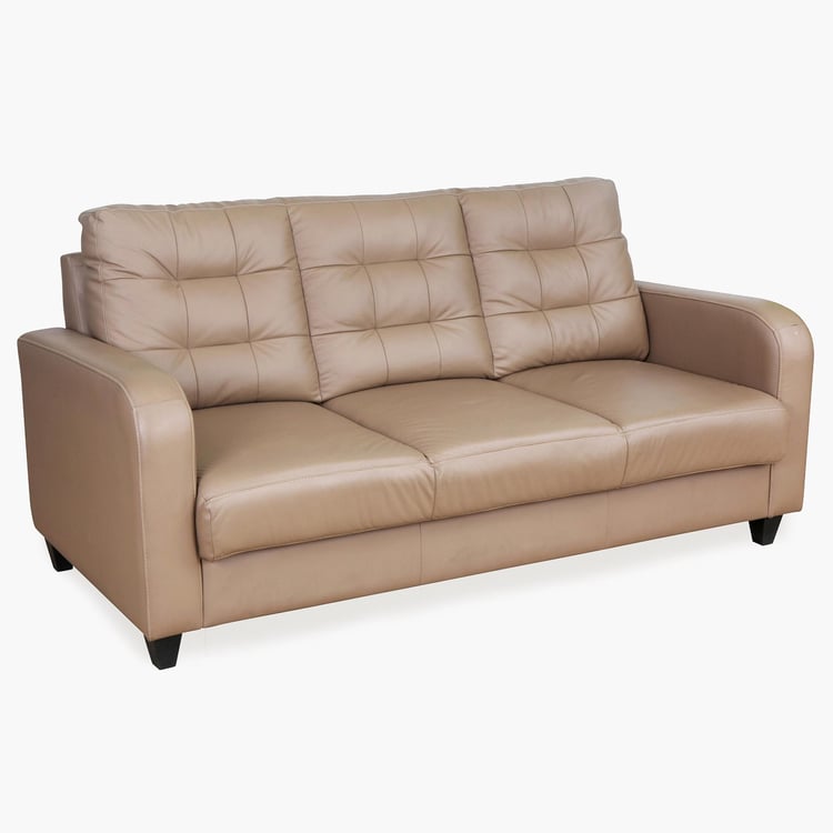 Montoya Half Leather 3-Seater Sofa - Beige