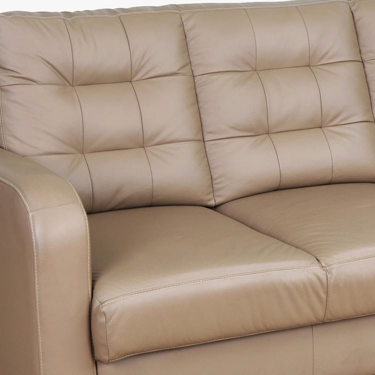 Montoya Half Leather 3-Seater Sofa - Beige