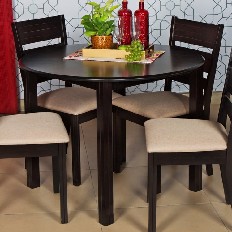 Round Dining Table- 4 Seater - Brown-Without Chair