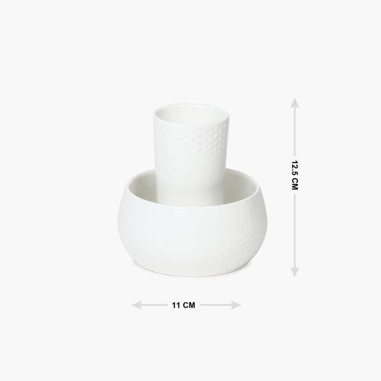 Porcelain Utensil Set With Bamboo Tray