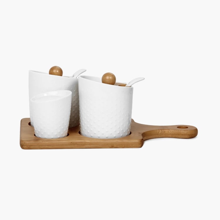 Buy Condiment Set With Spoons & Bamboo Stand - Set Of 4 Pcs from Home ...