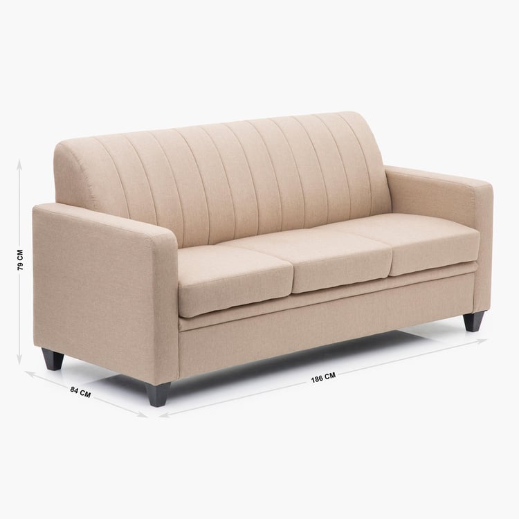 Alaska Arden Fabric 3-Seater Sofa - Beige