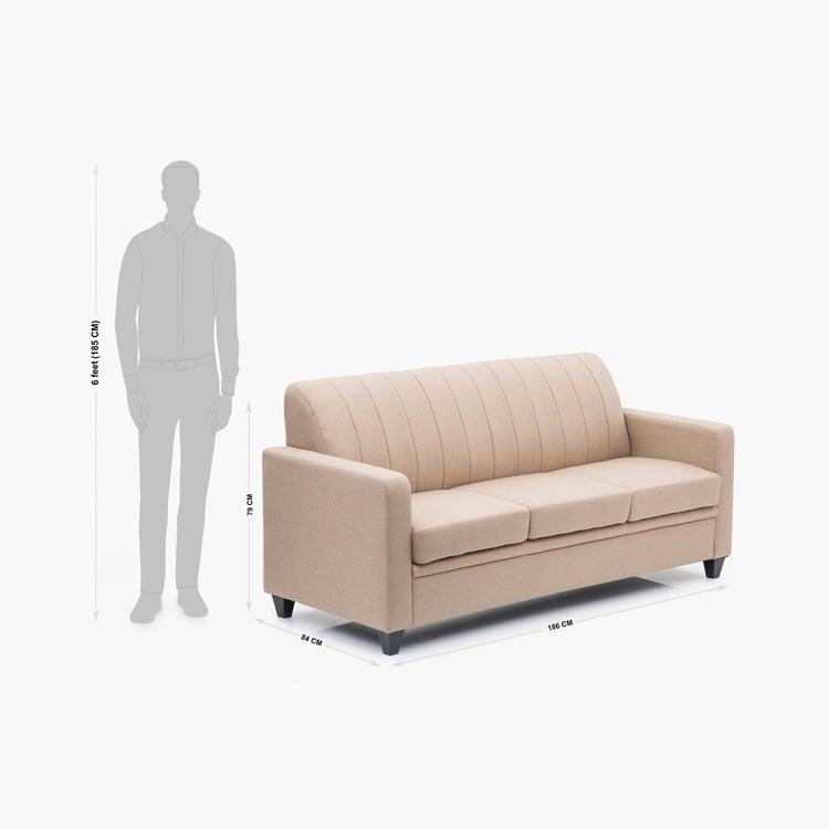 Alaska Arden Fabric 3-Seater Sofa - Beige