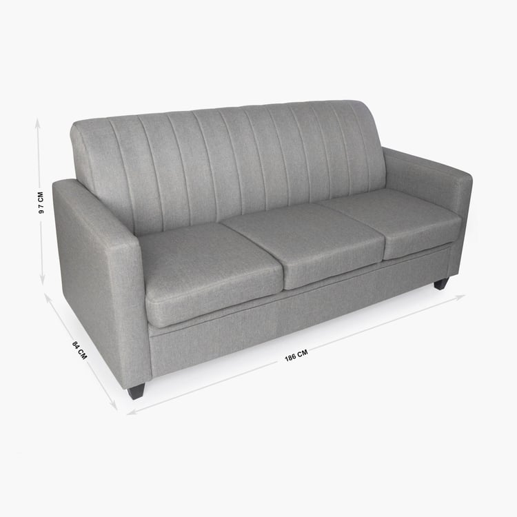 Alaska Arden Fabric 3-Seater Sofa - Grey