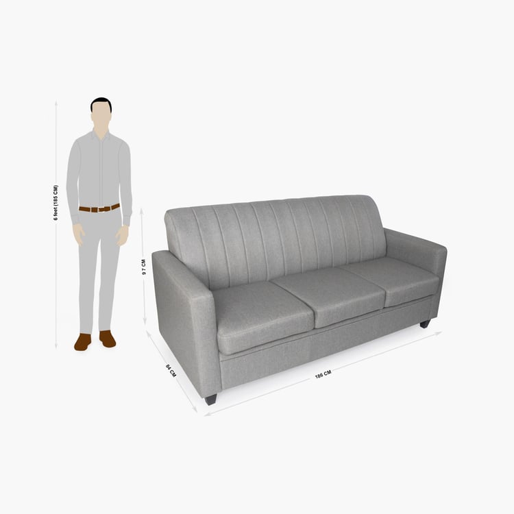 Alaska Arden Fabric 3-Seater Sofa - Grey