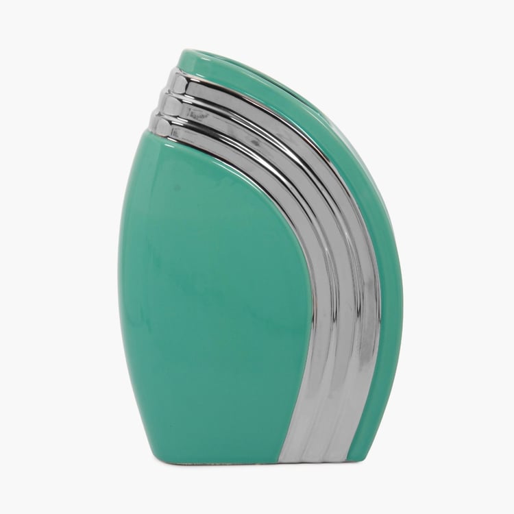 Splendid Teal And Silver Vase