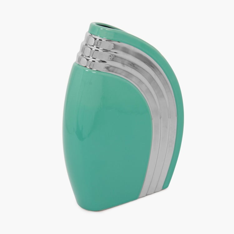 Splendid Teal And Silver Vase