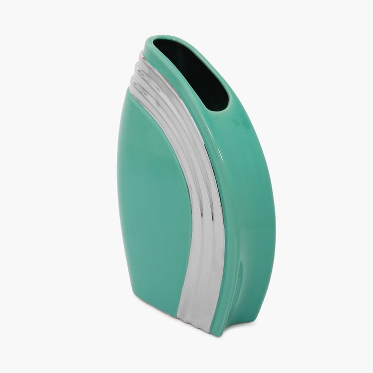 Splendid Teal And Silver Vase