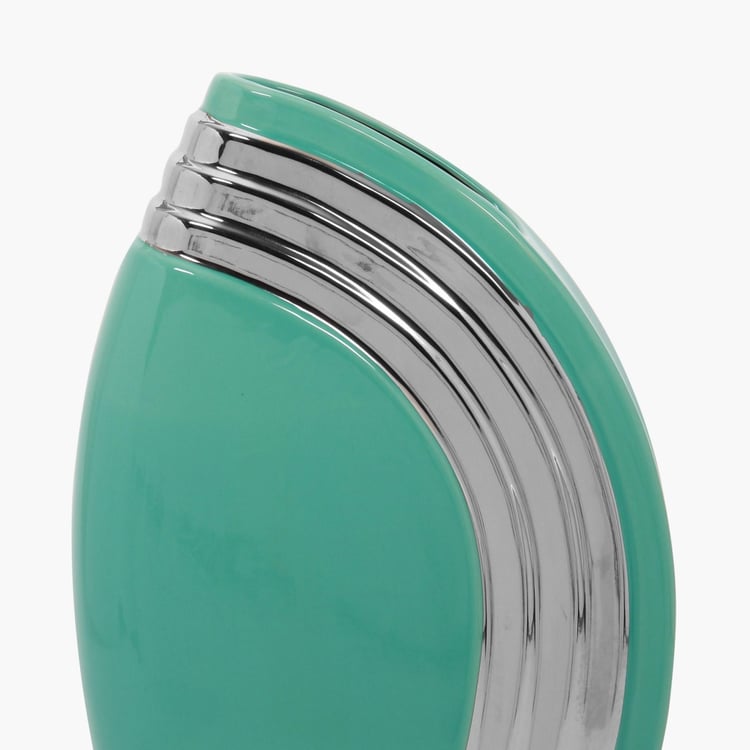 Splendid Teal And Silver Vase