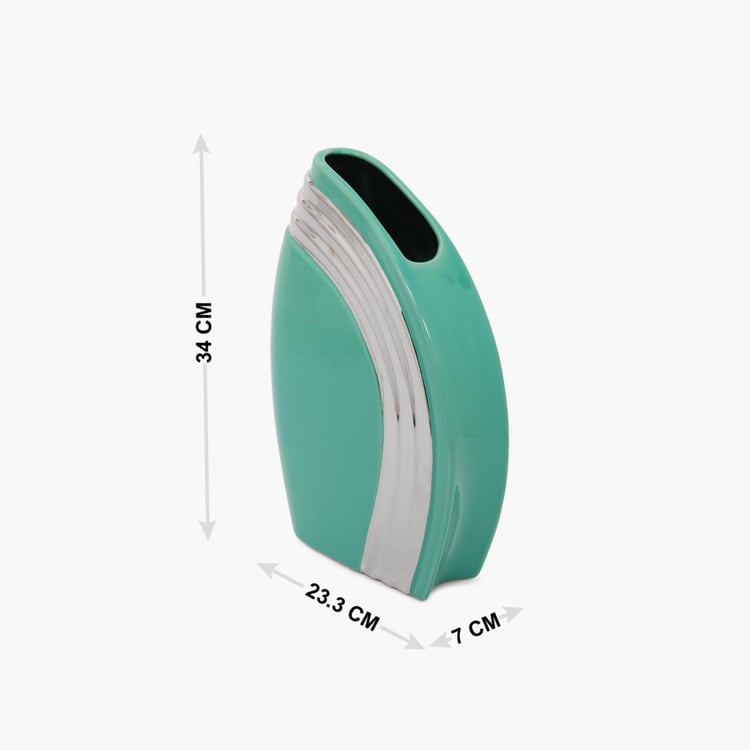 Splendid Teal And Silver Vase