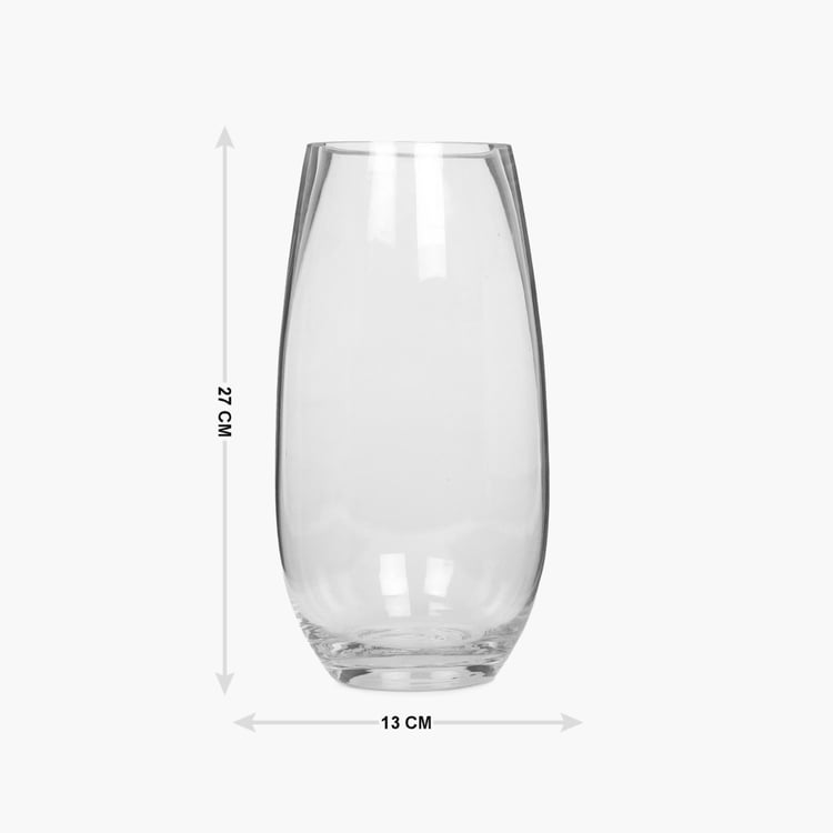 Contour-Clear Range Glass - Vase : 13 cm x 13 cm x 27 cm - Transparent