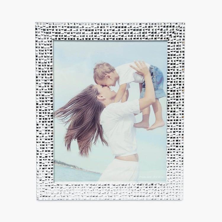 Photomontage Mosaic Chrome White Single Opening Photo Frame - 30.5x25x2cm