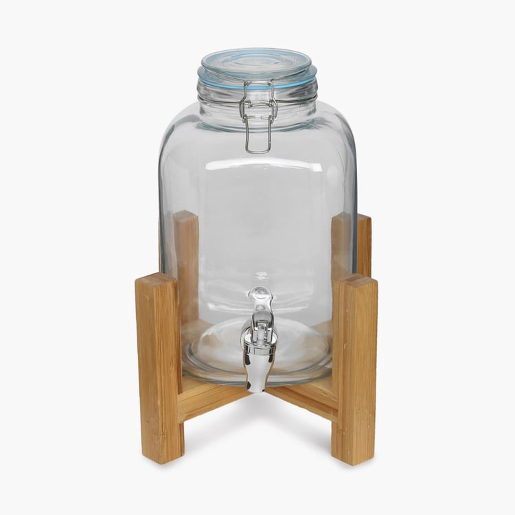 Peroni Wood Beverage Glass Dispenser With Bamboo Stand