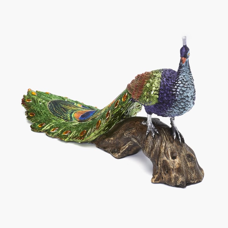 Galaxy Peacock on Log