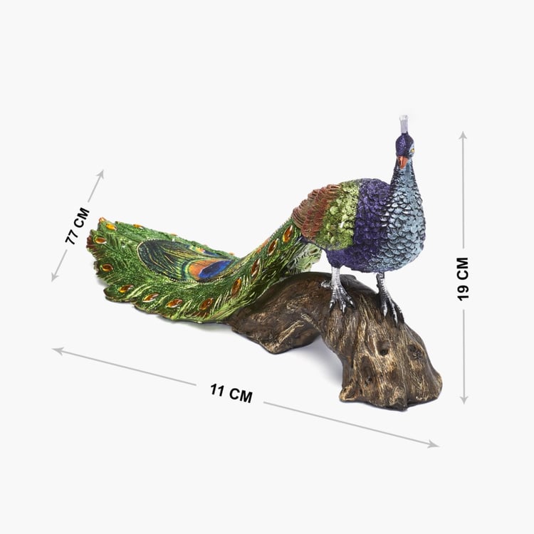 Galaxy Peacock on Log