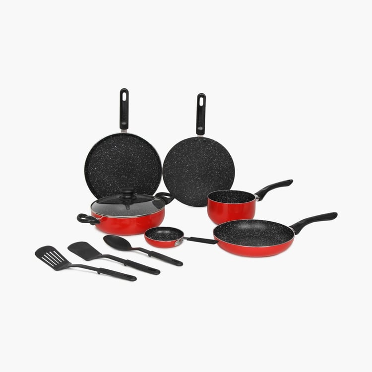 Delight - Red Magnus Flamingo Abrasion Resistant Non-Stick Cookware Set - 10Pcs