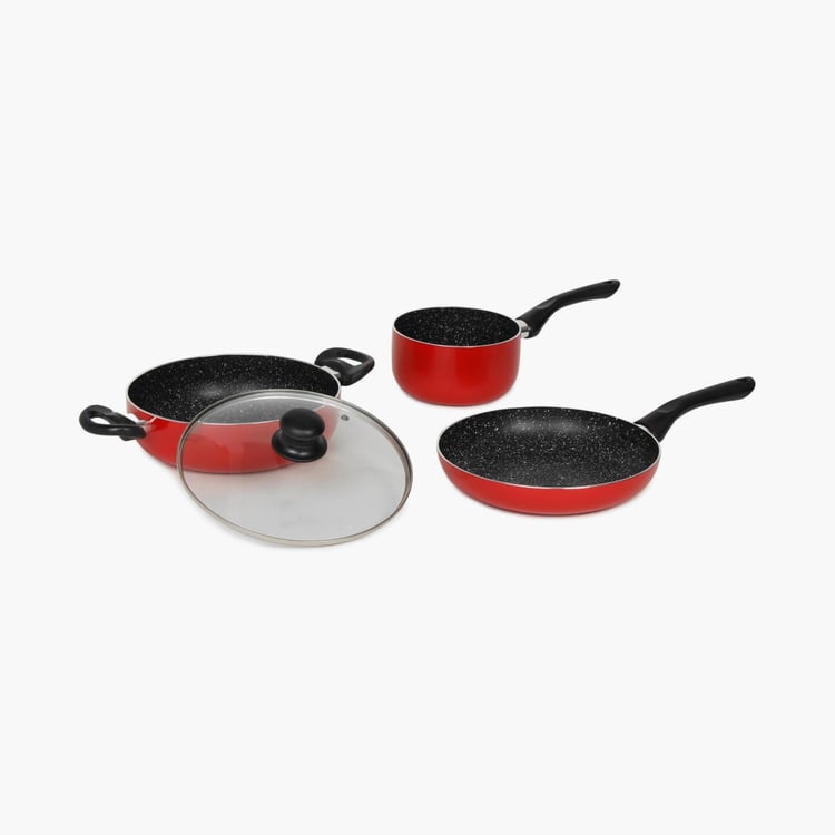 Delight - Red Magnus Flamingo Abrasion Resistant Non-Stick Cookware Set - 10Pcs