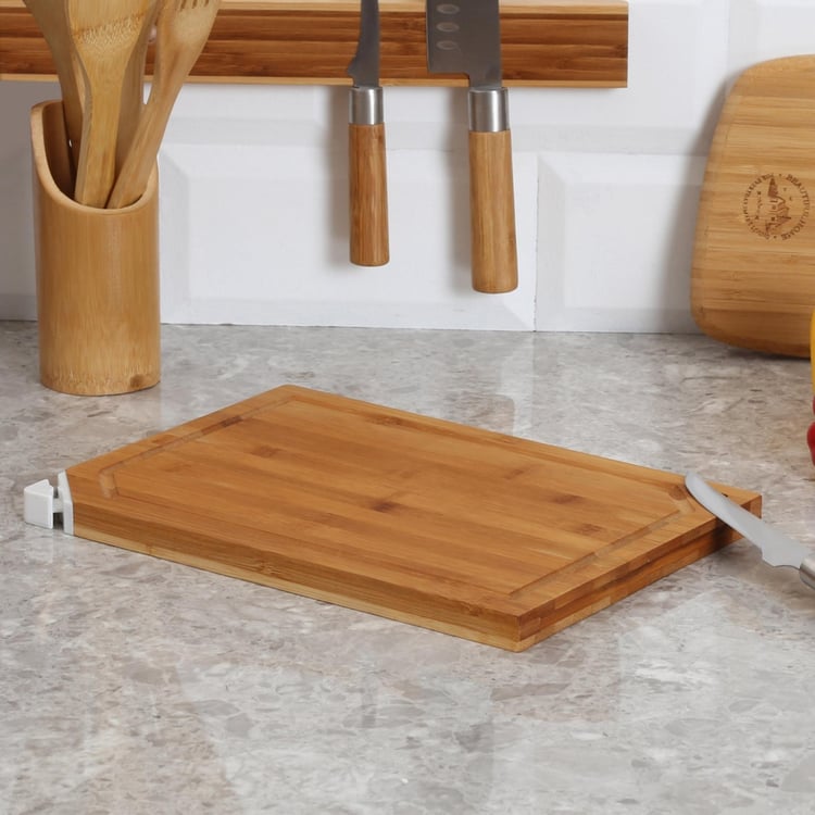 Bamboo Cutting Board With Knife Sharpener