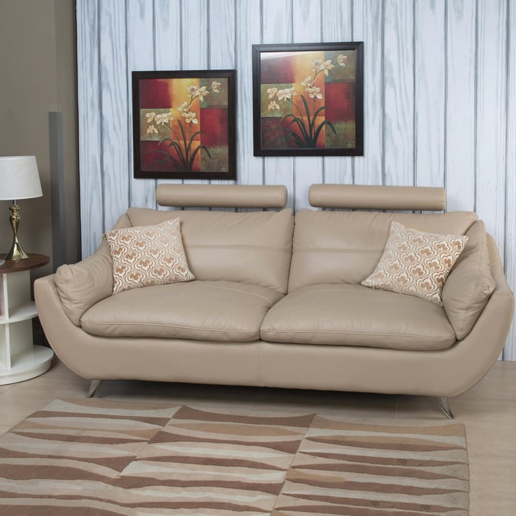 Brookfield Half Leather 3-Seater Sofa - Beige