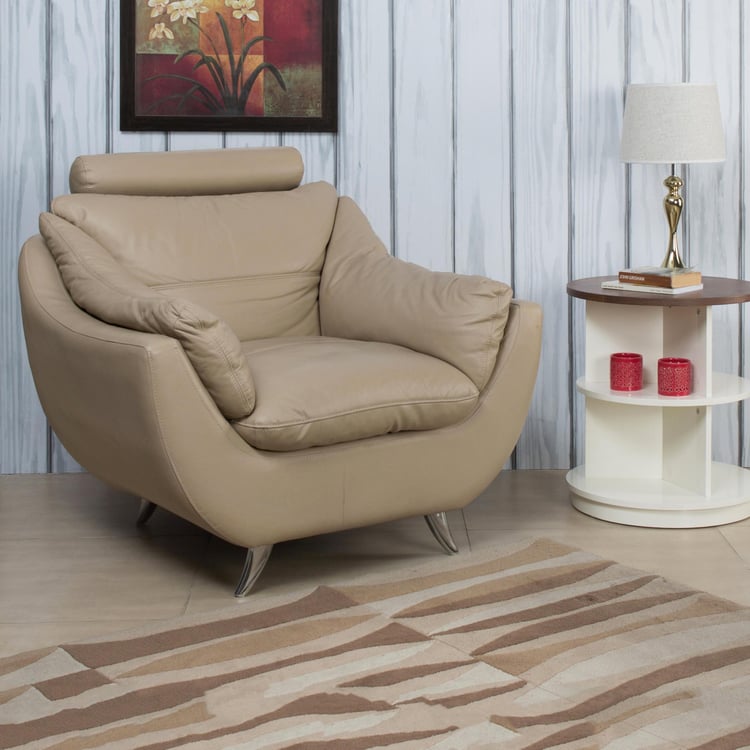 Brookfield Half Leather 1-Seater Sofa - Beige