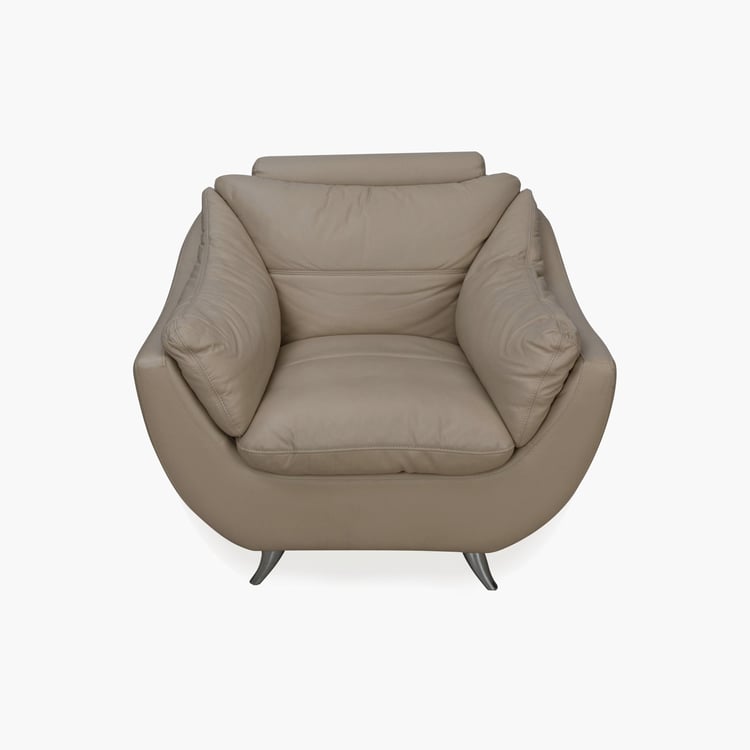 Brookfield Half Leather 1-Seater Sofa - Beige